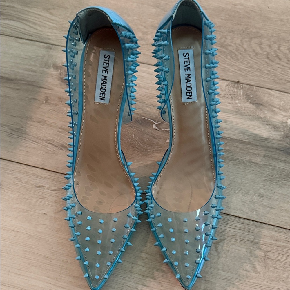Steve Madden Blue Heeled Shoes with Edgy Spikes